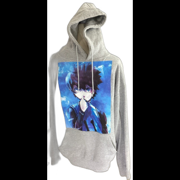 Jon Lauren Apparel Sweatshirt Unisex Size L Color Gray Blue Lock Pullover Hoodie - Picture 1 of 9